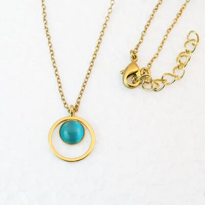 Necklace, gold-plated, turquoise (K235.3)