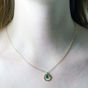 Collier, plaqué or, turquoise (K235.3) 2