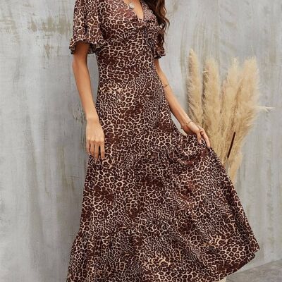 Kleid mit Leopardenmuster in Braun