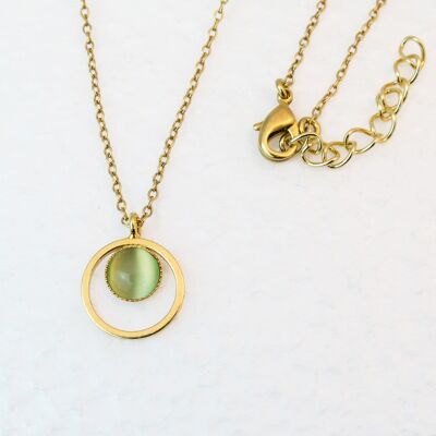 Necklace, gold-plated, light green (K235.6)
