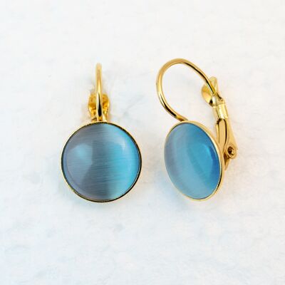 Earrings, gold-plated, blue-gray (266.1)