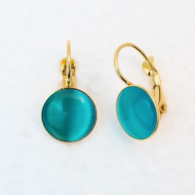 Boucles d'oreilles, plaqué or, turquoise (266.3)