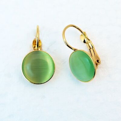 Earrings, gold-plated, light green (266.6)