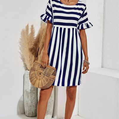 Navy & White Striped Smock Dress