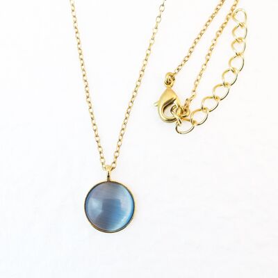 Collana, placcata oro, grigio-blu (K266.1)