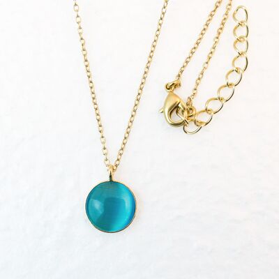 Necklace, gold-plated, turquoise (K266.3)