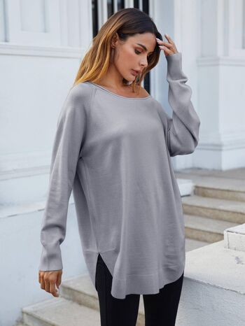 Pull oversize en maille gris 2