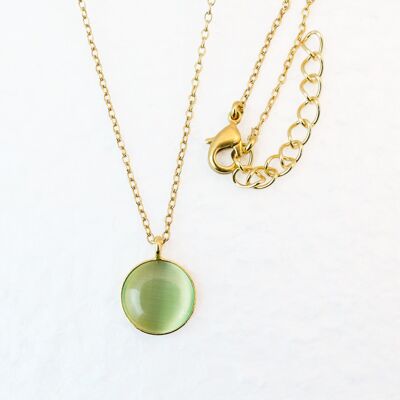 Necklace, gold-plated, light green (K266.6)