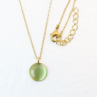Collier, plaqué or, vert clair (K266.6)