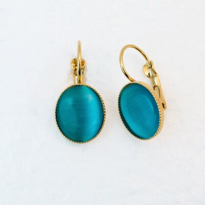 Boucles d'oreilles, plaqué or, turquoise (320.3)