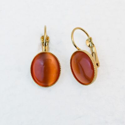Earrings, gold-plated, orange (320.4)