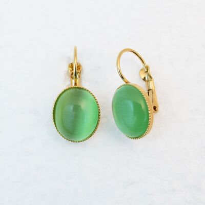 Earrings, gold-plated, light green (320.6)