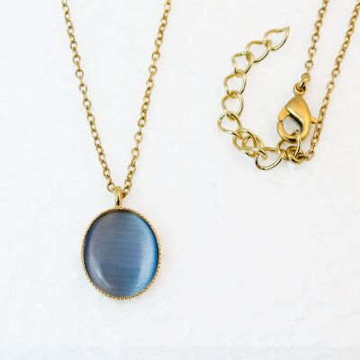 Necklace, gold-plated, blue-gray (K320.1)