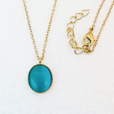 Necklace, gold-plated, turquoise (K320.3)
