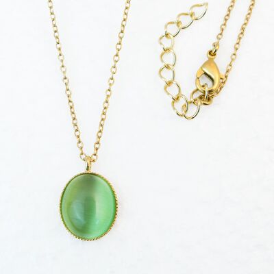 Necklace, gold-plated, light green (K320.6)
