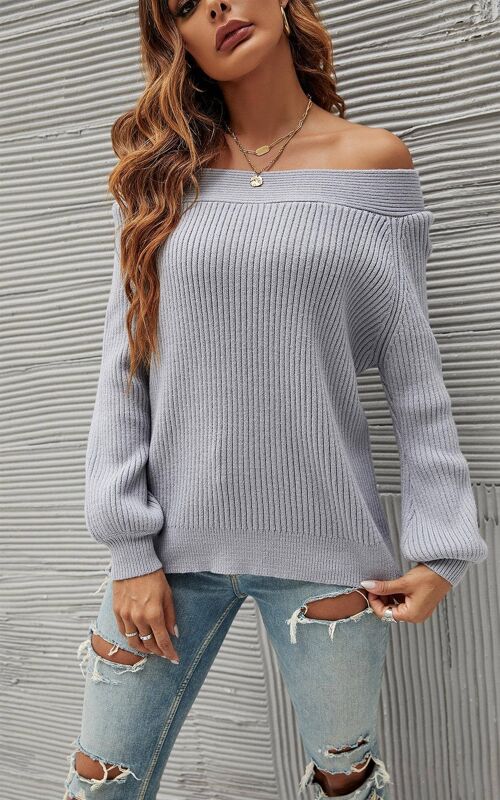 Relaxed Jumper Top In Silver Grey