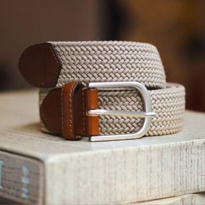 Elastic braided belt - Beige