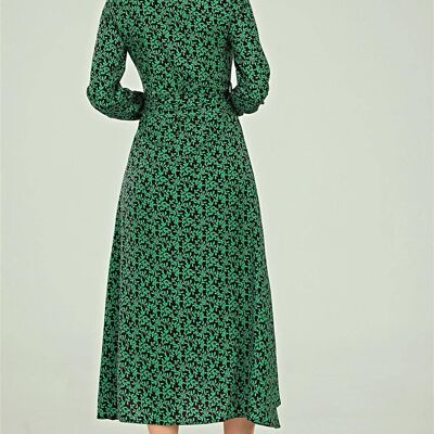 Shirt Midi Dress In Green leaf Print