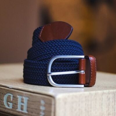 Elastic braided belt - Navy blue