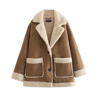 chaqueta de peluche para mujer | marrón | peluche | chaqueta de mujer | ropa de mujer | otoño invierno
