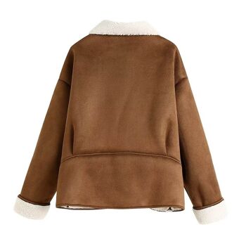 veste femme avec doublure en peluche | marron | nounours | veste femme | fermeture boutonnée 3