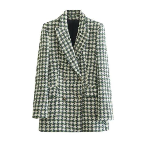 Dames blazer | groen | geruit | Vintage style | knoop details