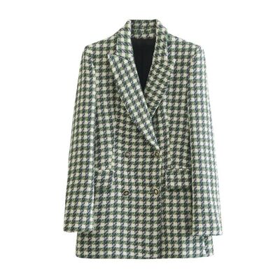 Ladies blazer | green | checked | vintage style | button details