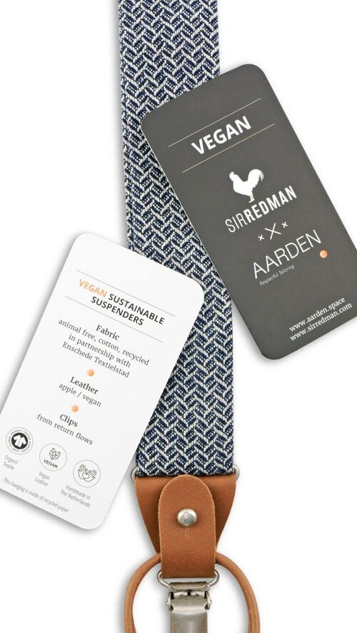 Sir Redman x Aarden deluxe suspenders Vince Vegan Blue