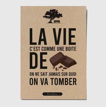 Carte postale citation "La vie c'est comme une boite de chocolat..." 1