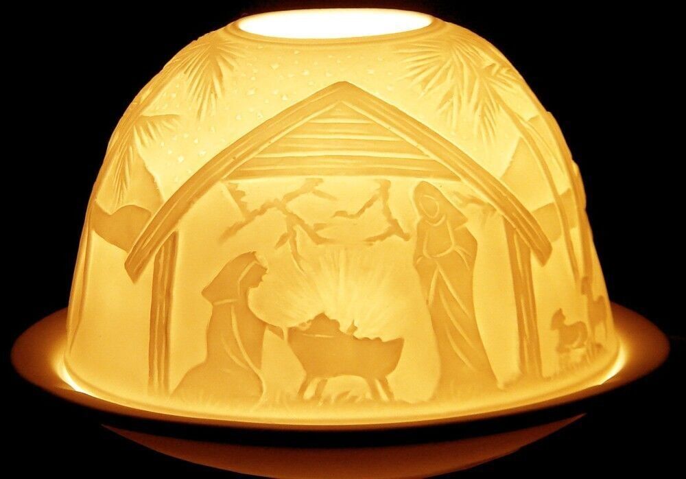 Krippen Teelichthalter aus Porzellan - HV853