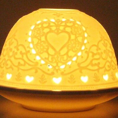 Heart porcelain tealight holder - HV867