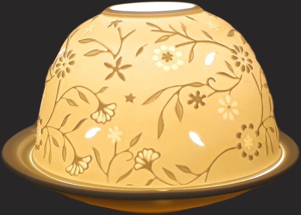 Portacandele in porcellana Ginko biloba - HV883