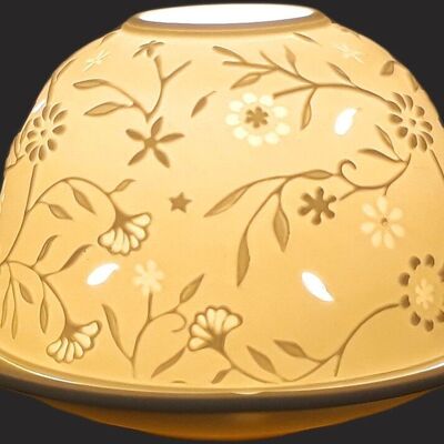 Ginko biloba Teelichthalter aus Porzellan - HV883