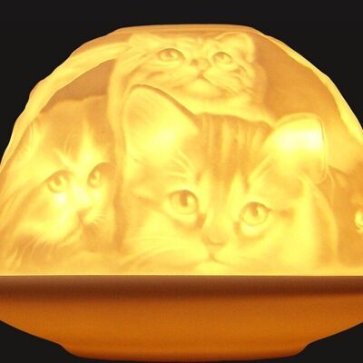 Katze Teelichthalter aus Porzellan - HV886