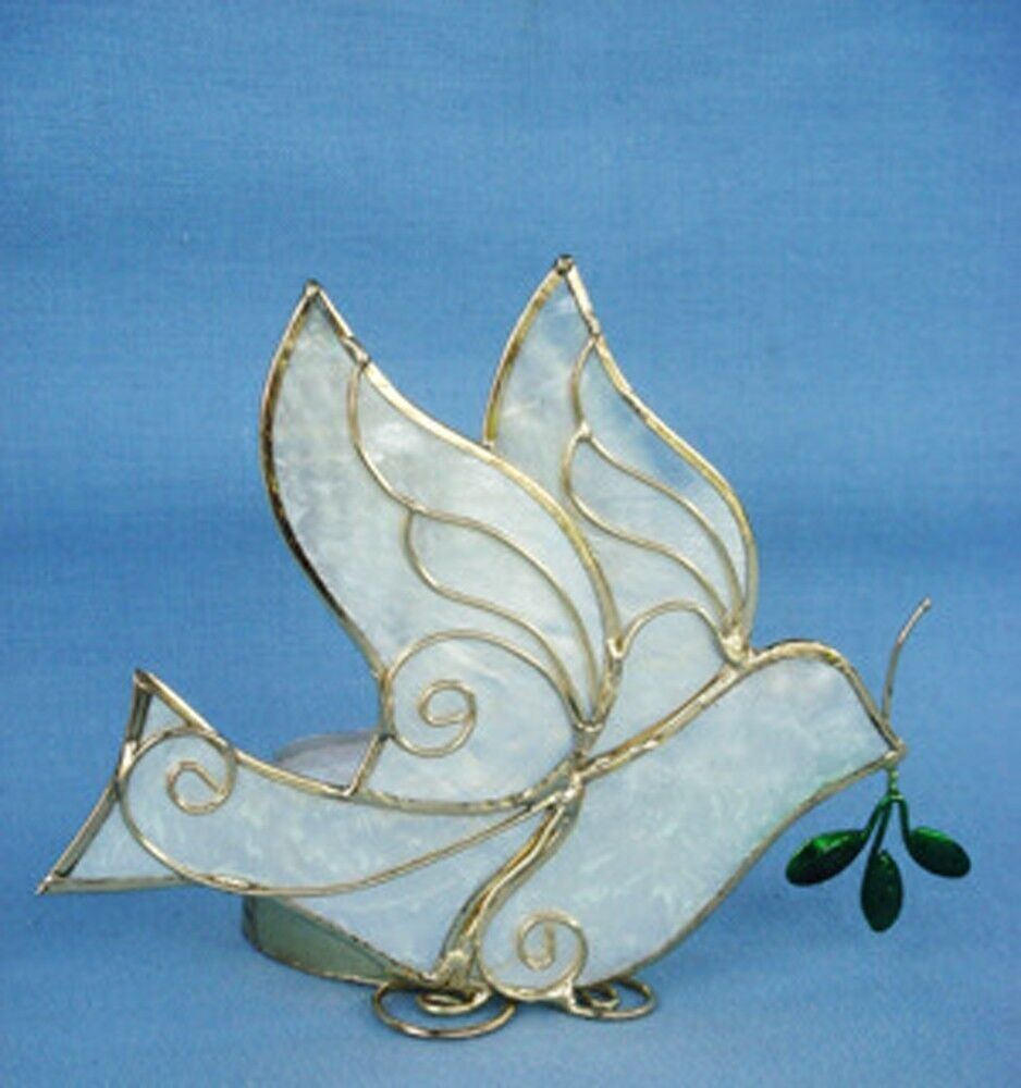 Portacandele colomba con ramo - LN808