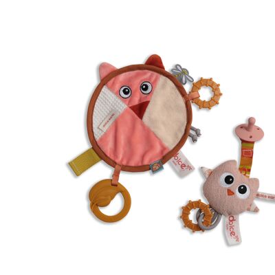 Dolce Earth cuddle cloth & pacifier chain - Fiona Vos & Ollie Owl