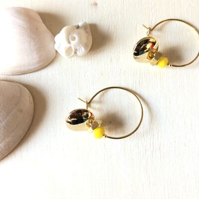 Yellow nut hoop earrings Oh la la!