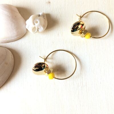 Yellow nut hoop earrings Oh la la!