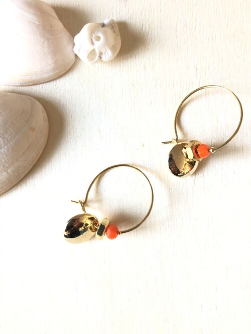 Boucles d'oreilles créoles écrous orange Oh la la !