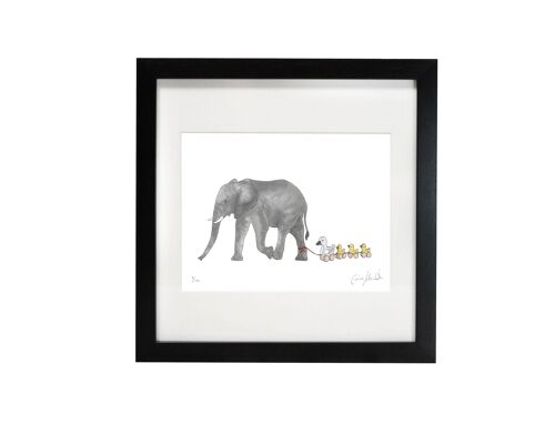 Elephant and Ducks - Framed Limited Edition Print