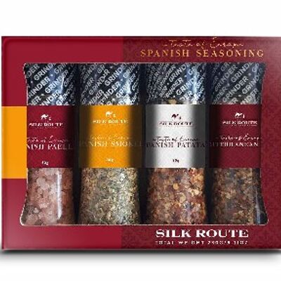 Coffret cadeau Spanish Spice Journey par Silk Route Spice Company - 4 mini moulins de 100 ml