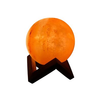 Crafted Himalayan Salt Lamp Sphere with Wooden Stand