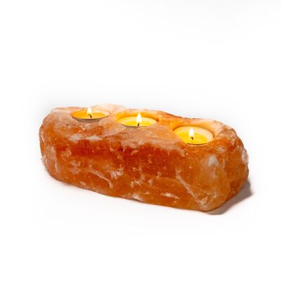 Natural Himalayan Salt 3 Hole Tea Light Holder