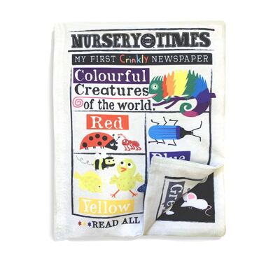 Nursery Times Crinkly Newspaper - Criaturas coloridas