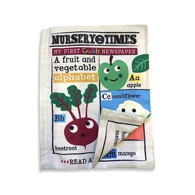 Nursery Times Crinkly Newspaper - ABC de frutas y verduras