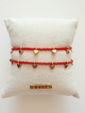 bracelet - perles coeur rouge 1