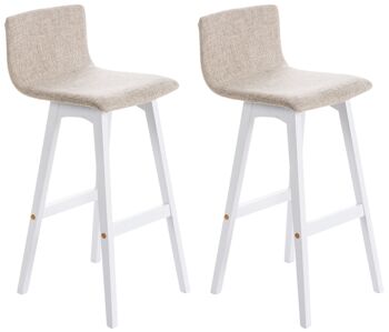 Luigiotti Lot de 2 Tabourets de Bar Tissu Crème 6x40cm 1