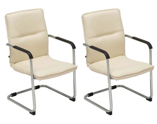 Cozzi Set van 2 Bezoekersstoelen Kunstleer Creme 8x60cm