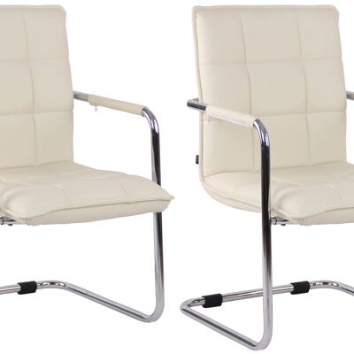 Calcare Set van 2 Bezoekersstoelen Kunstleer Creme 9x64cm