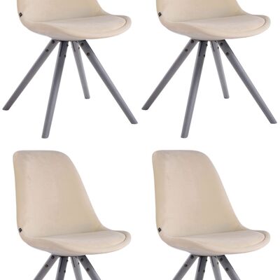 Pensabene Set van 4 Eetkamerstoelen Fluweel Creme 6x56cm